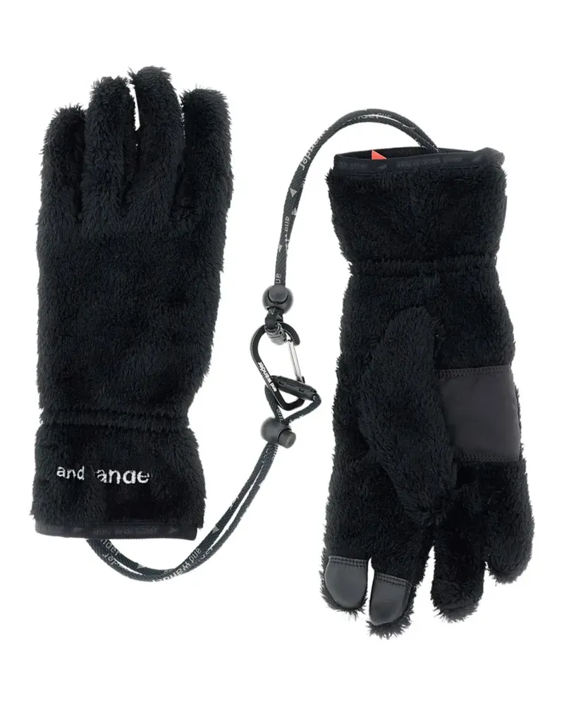 and wander embroidered logo fleece gloves - Schwarz Schwarz