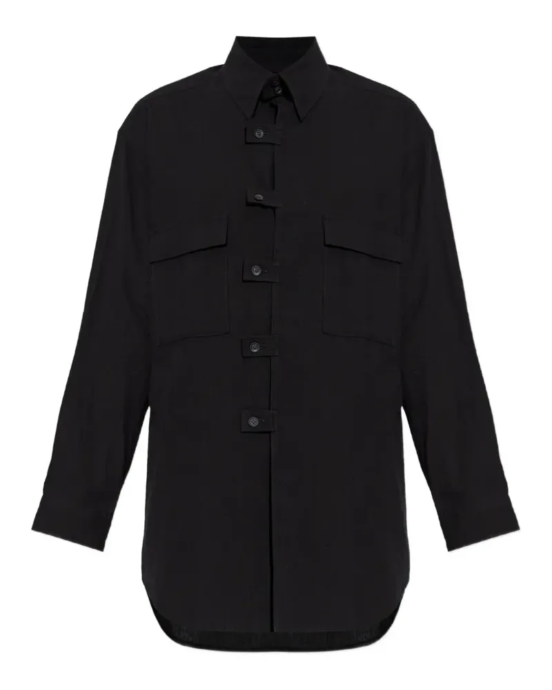 Yohji Yamamoto Hemd mit geknöpfter Tasche - Schwarz Schwarz