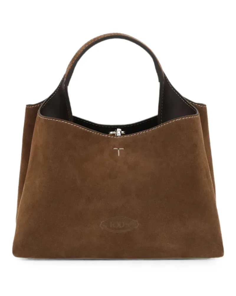 TOD'S Micro T-Stitch Tote Bag aus Wildleder - Braun Braun