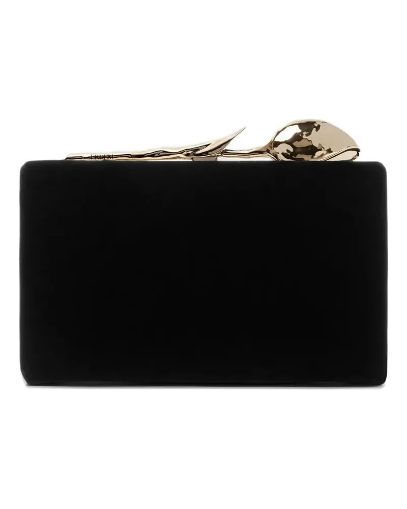 Erdem Bloom Clutch aus Samt mit Rosendetail - Schwarz Schwarz