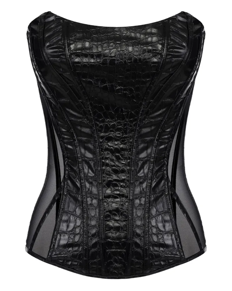 Elisabetta Franchi Corsage mit Kroko-Effekt - Schwarz Schwarz