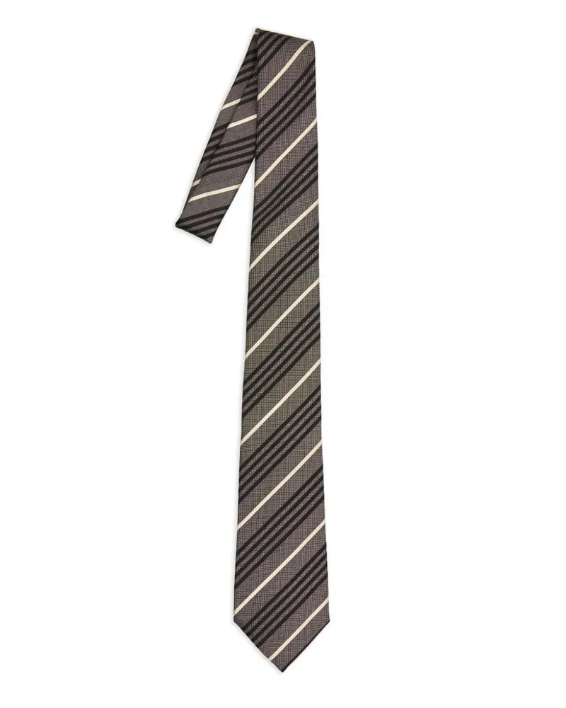 Saint Laurent Seidenkrawatte mit diagonalen Streifen - Grau Grau