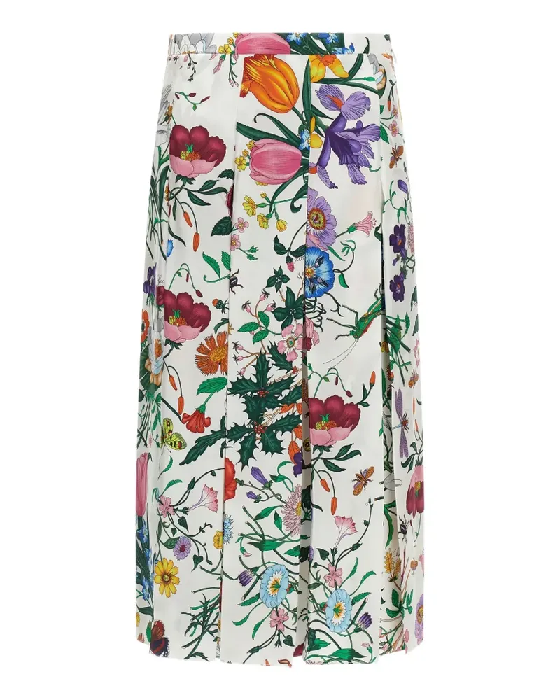Gucci Flora Faltenrock - Weiß Weiß