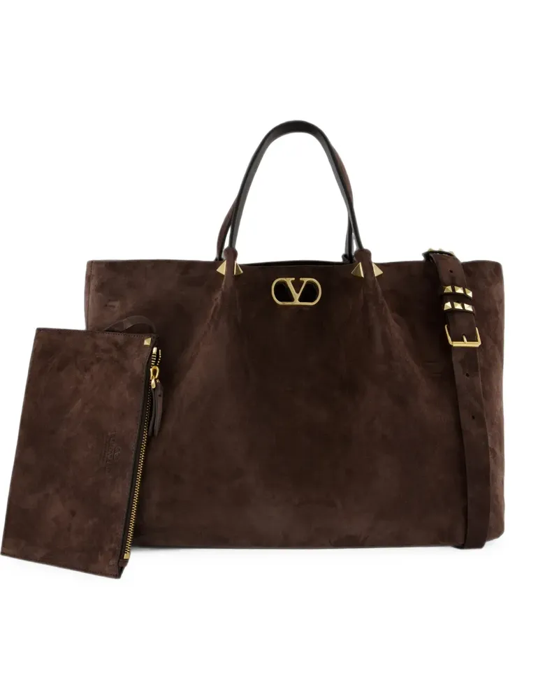 Valentino Garavani Große Shopping Bag aus weichem Wildleder - Braun Braun