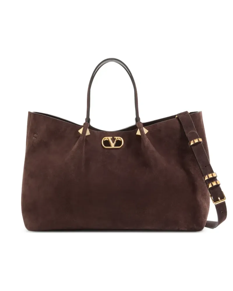Valentino Garavani Große Shopping Bag aus weichem Wildleder - Braun Braun