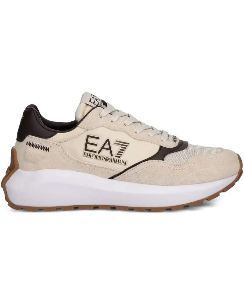 EA7 logo-print sneakers - Nude Nude