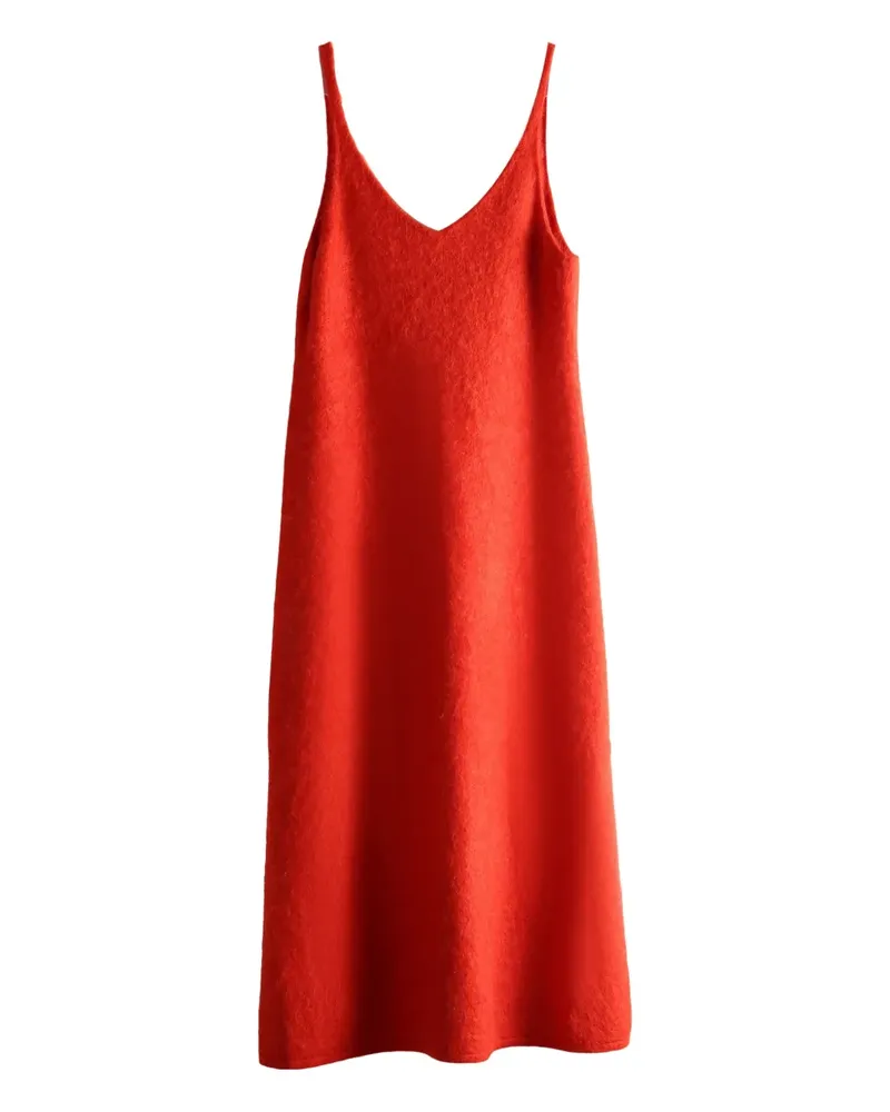 AURALEE Midikleid mit V-Ausschnitt - Rot Rot