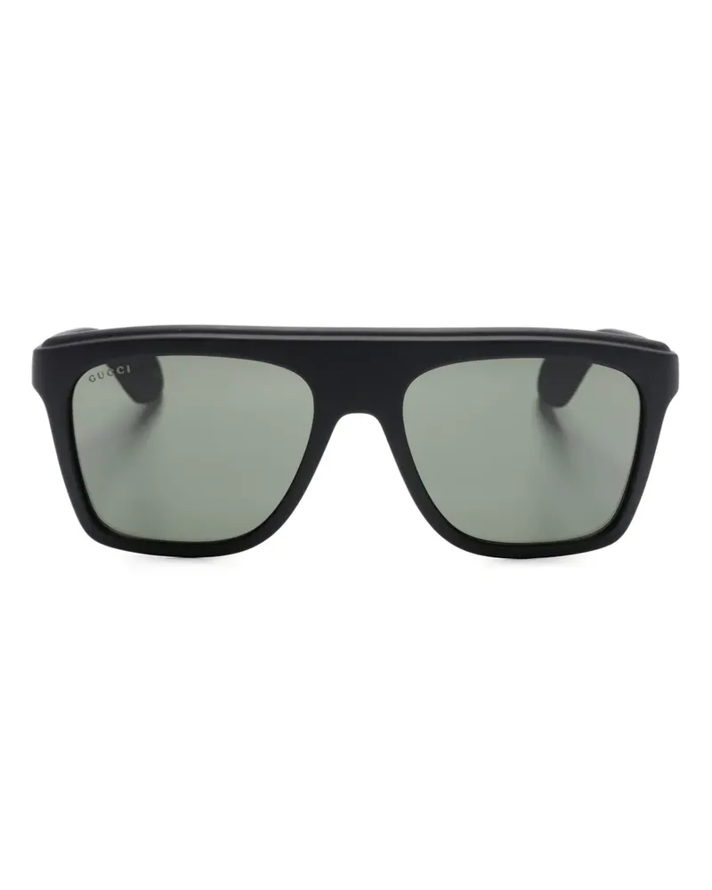 Gucci Sonnenbrille mit breitem Gestell - Schwarz Schwarz