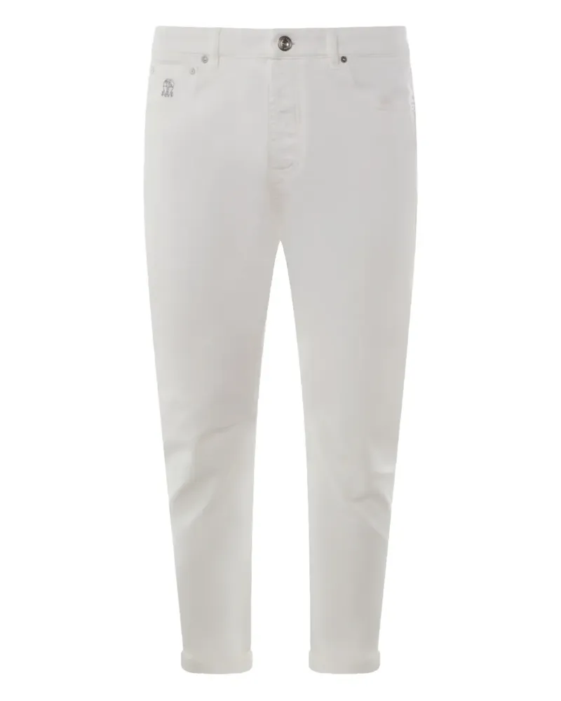 Brunello Cucinelli logo-patch jeans - Weiß Weiß
