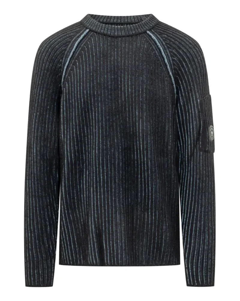 C.P. Company Gerippter Pullover mit Linsen-Detail - Blau Blau