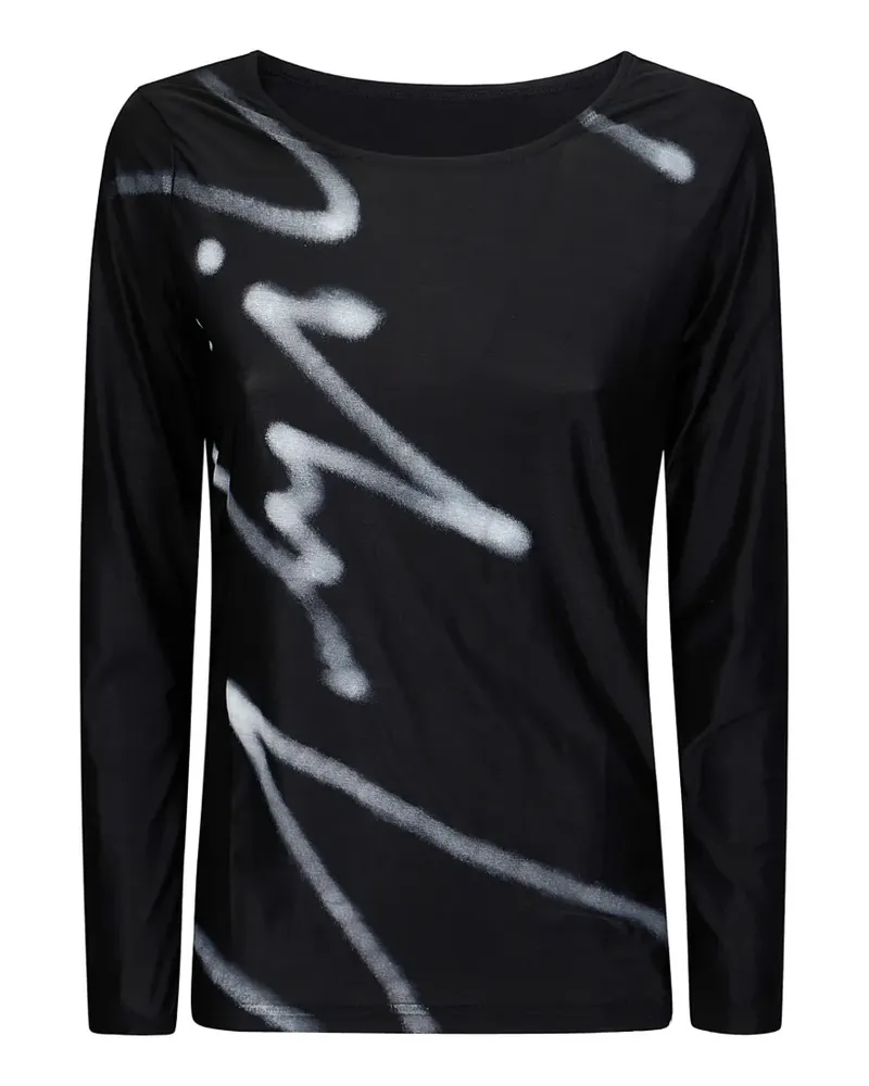 Yohji Yamamoto graffiti-print long-sleeve T-shirt - Schwarz Schwarz