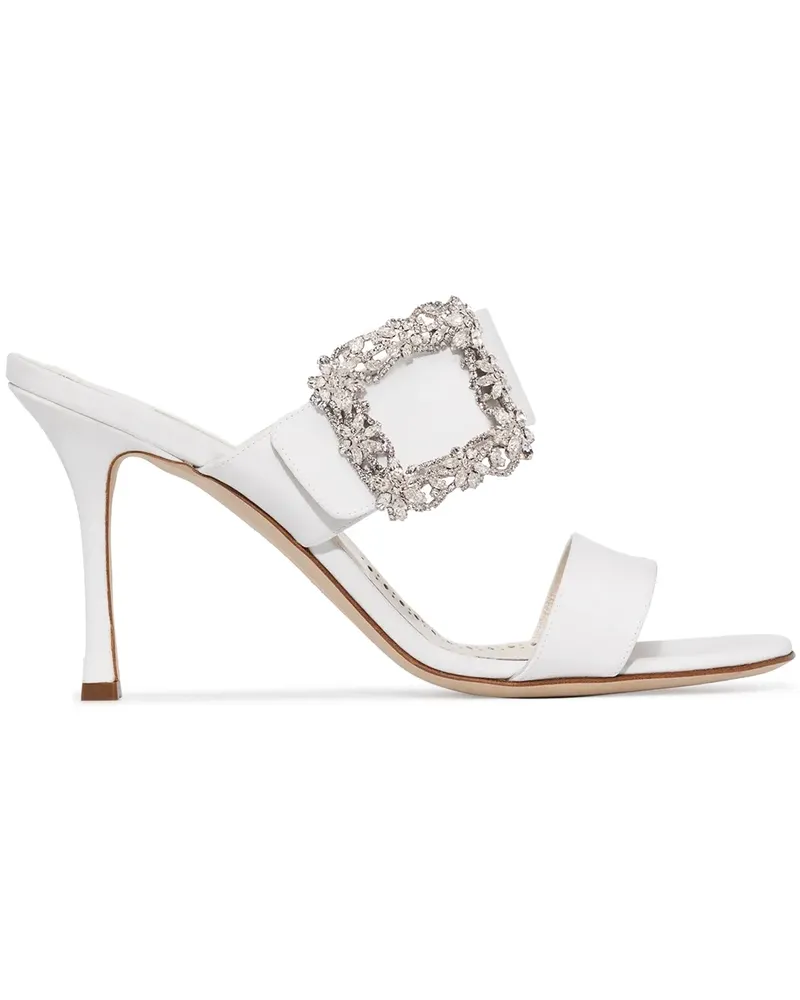 Manolo Blahnik Gable Jewel' Pantoletten, 90mm - Weiß Weiß