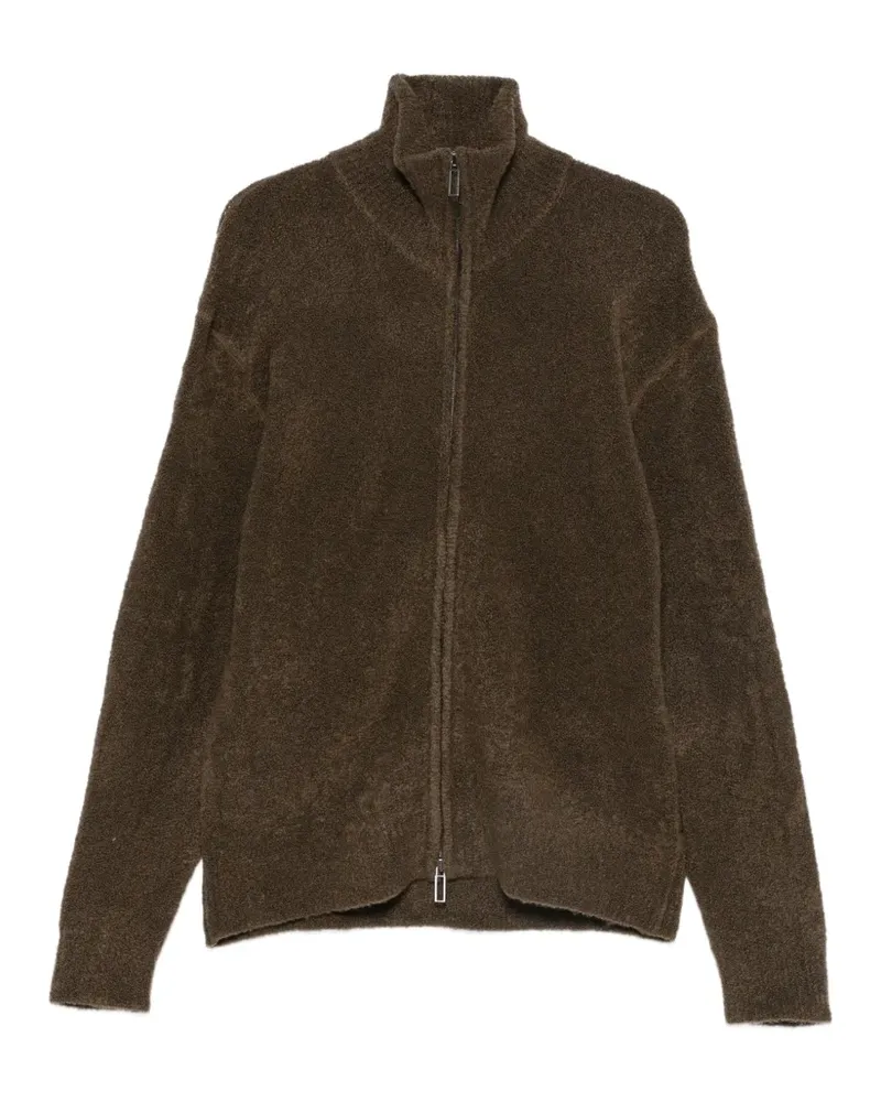 Paolo Pecora Milano bouclé-knit zip-up cardigan - Braun Braun
