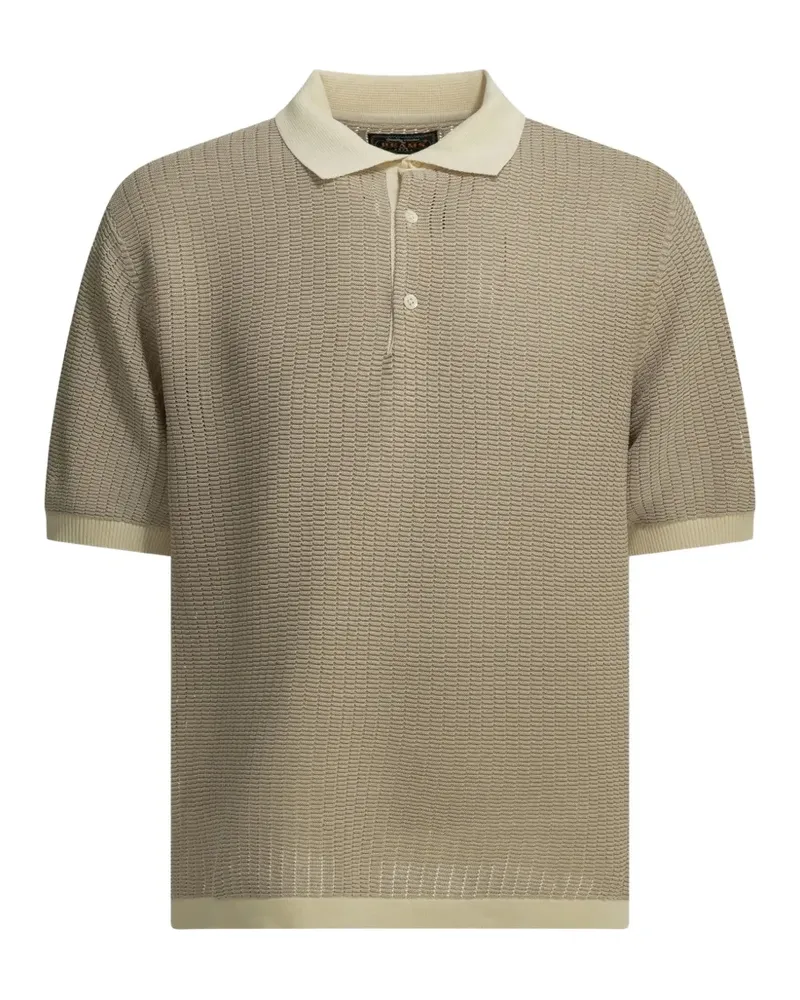 Beams Plus textured-knit short-sleeve polo shirt - Nude Nude