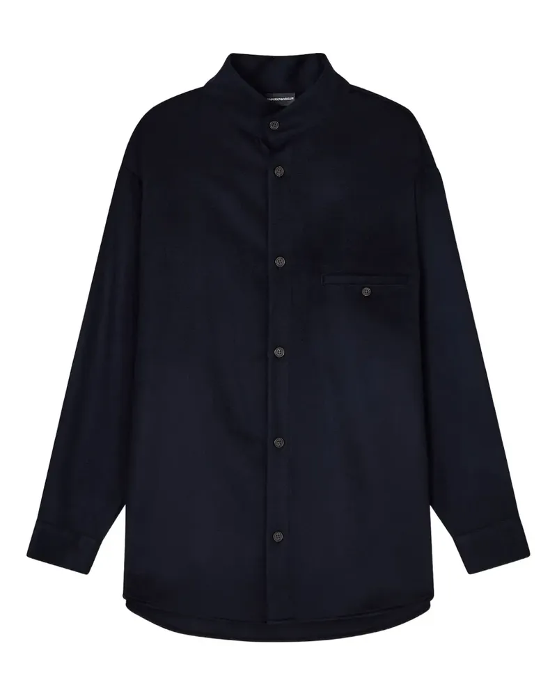 Emporio Armani Hemd mit Guru-Kragen - Blau Blau