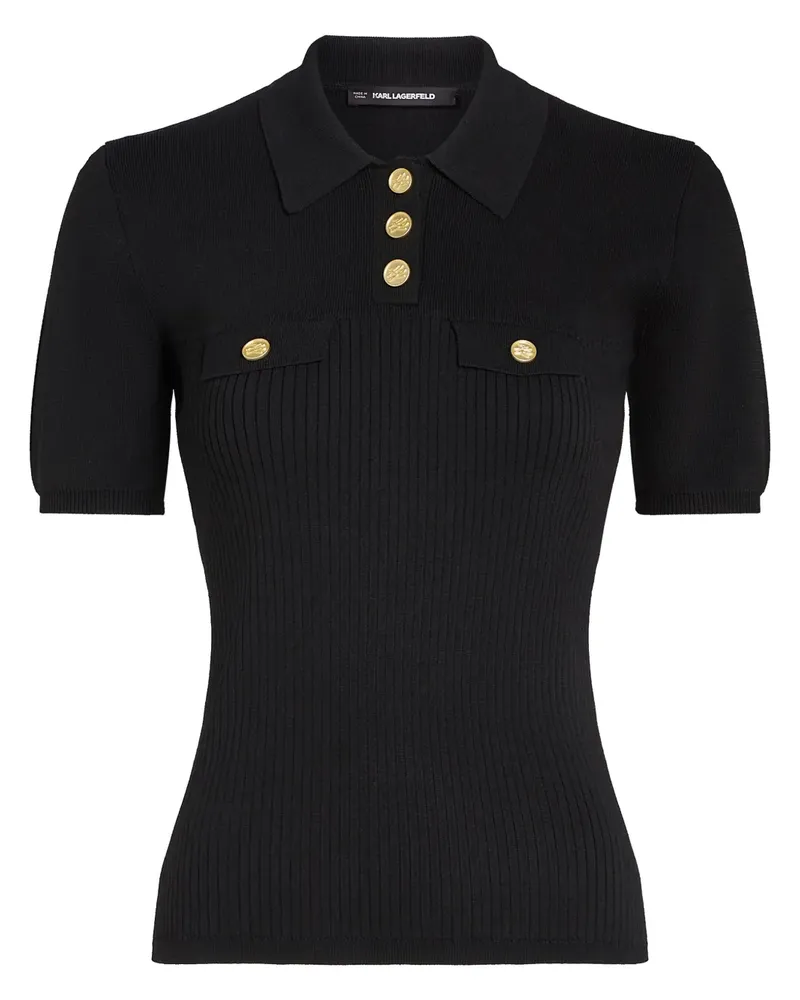 Karl Lagerfeld Poloshirt mit Logo-Knöpfen - Schwarz Schwarz