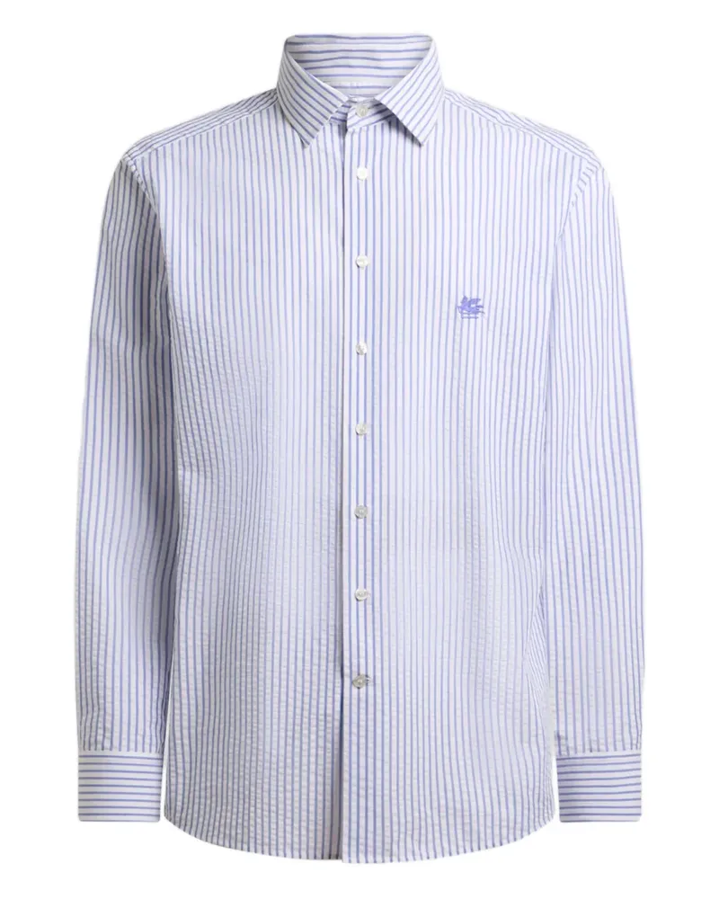 Etro Gestreiftes Seersucker-Sweatshirt - Weiß Weiß