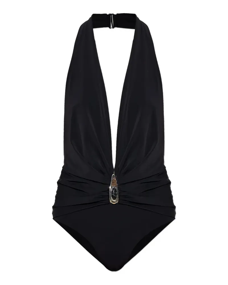 Christopher Esber stone-embellished ruched swimsuit - Schwarz Schwarz