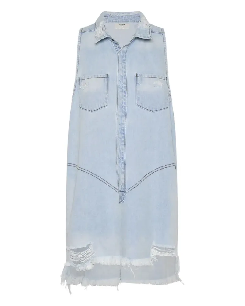One Teaspoon frayed denim mini dress - Blau Blau