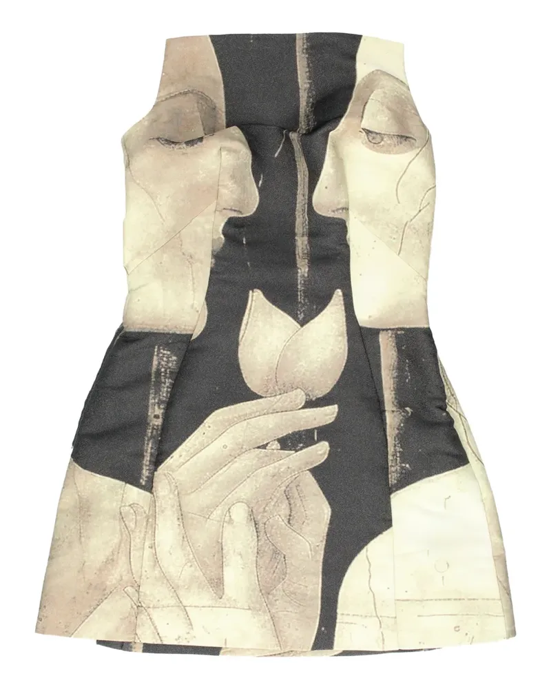 Cult Gaia Schulterfreies Minikleid mit Porträt-Print - Grau Grau