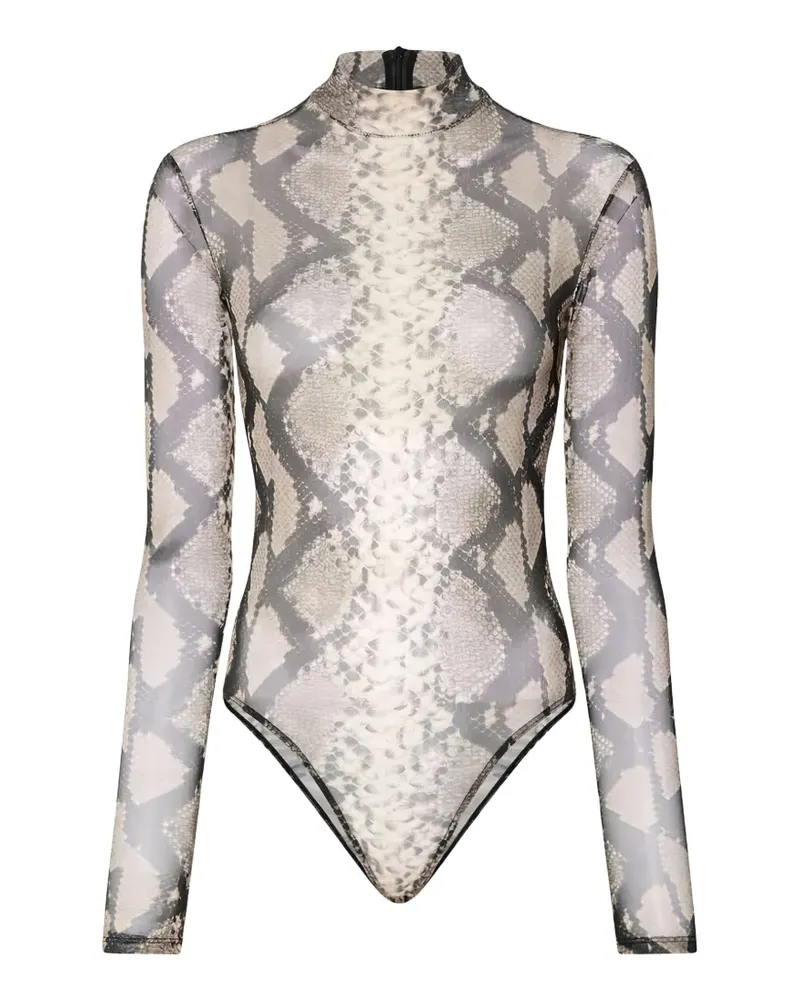 LAPOINTE snake-print mock-neck bodysuit - Nude Nude
