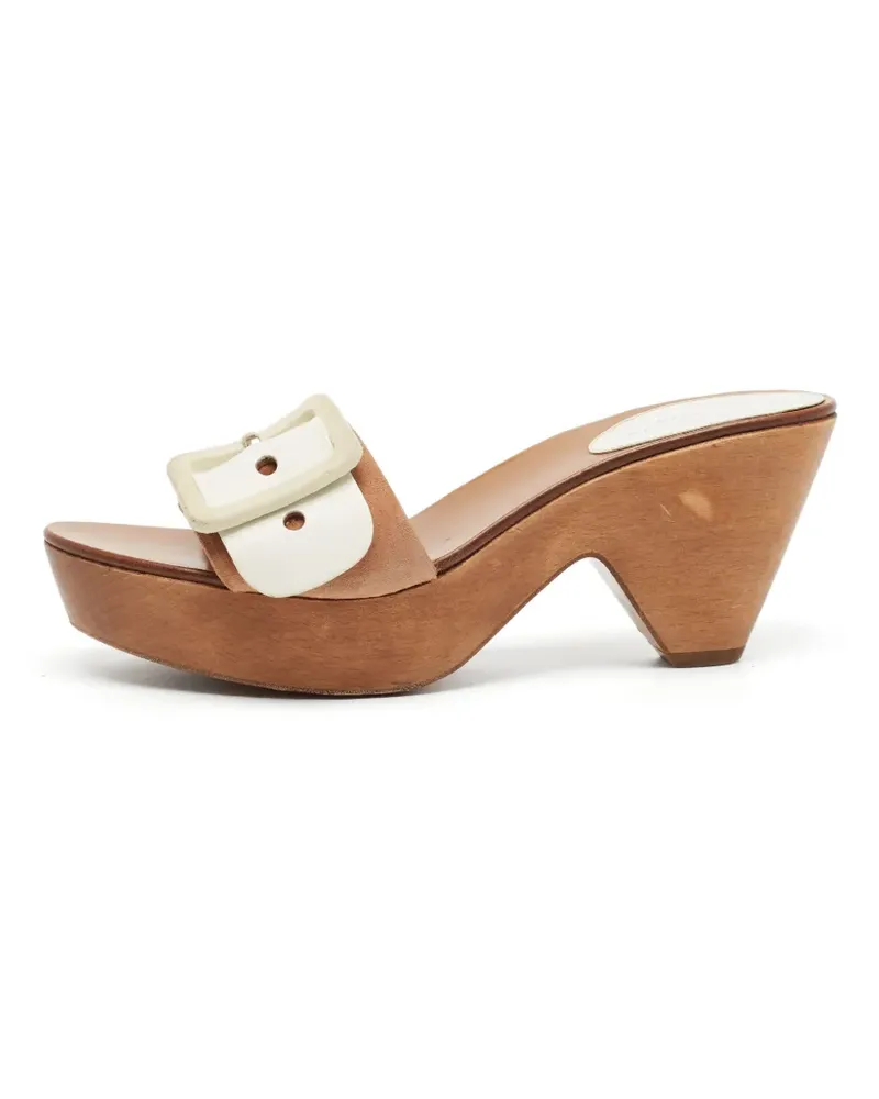 Sergio Rossi Plateau-Clogs mit Schnalle - Weiß Weiß