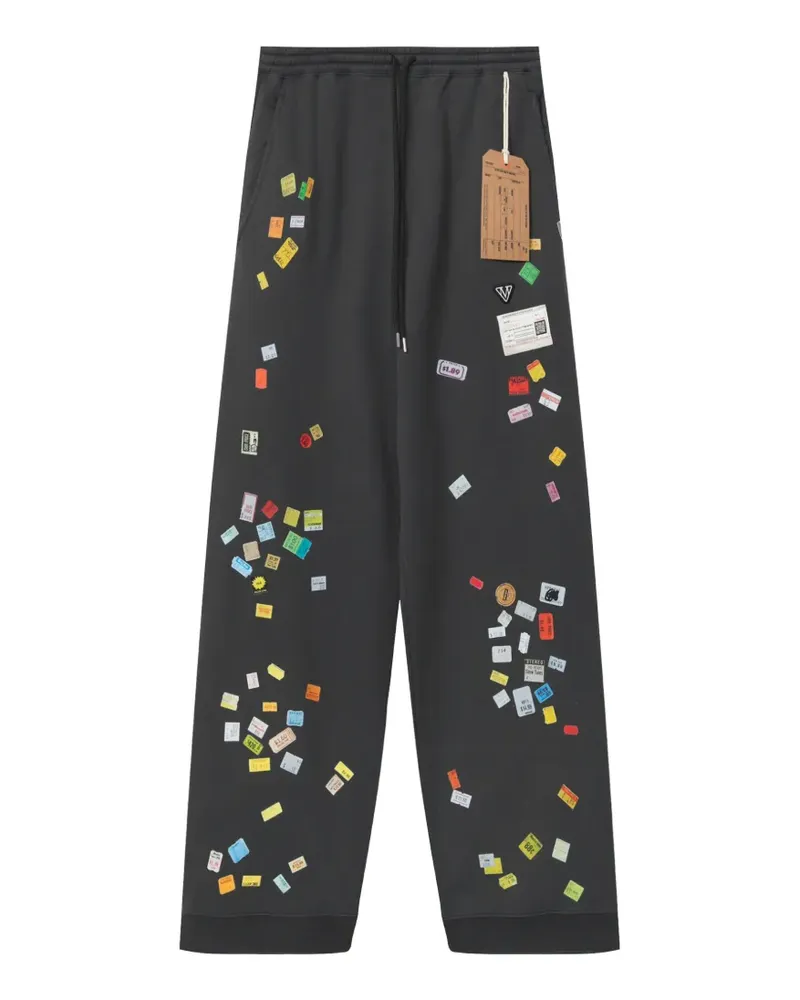 MIHARAYASUHIRO Weite Jogginghose mit Sticker-Print - Schwarz Schwarz