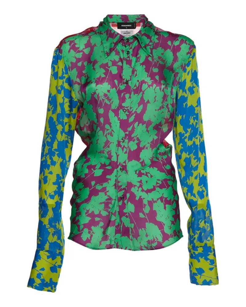 Dsquared2 Satinhemd mit Blumenprint - Grün Grün
