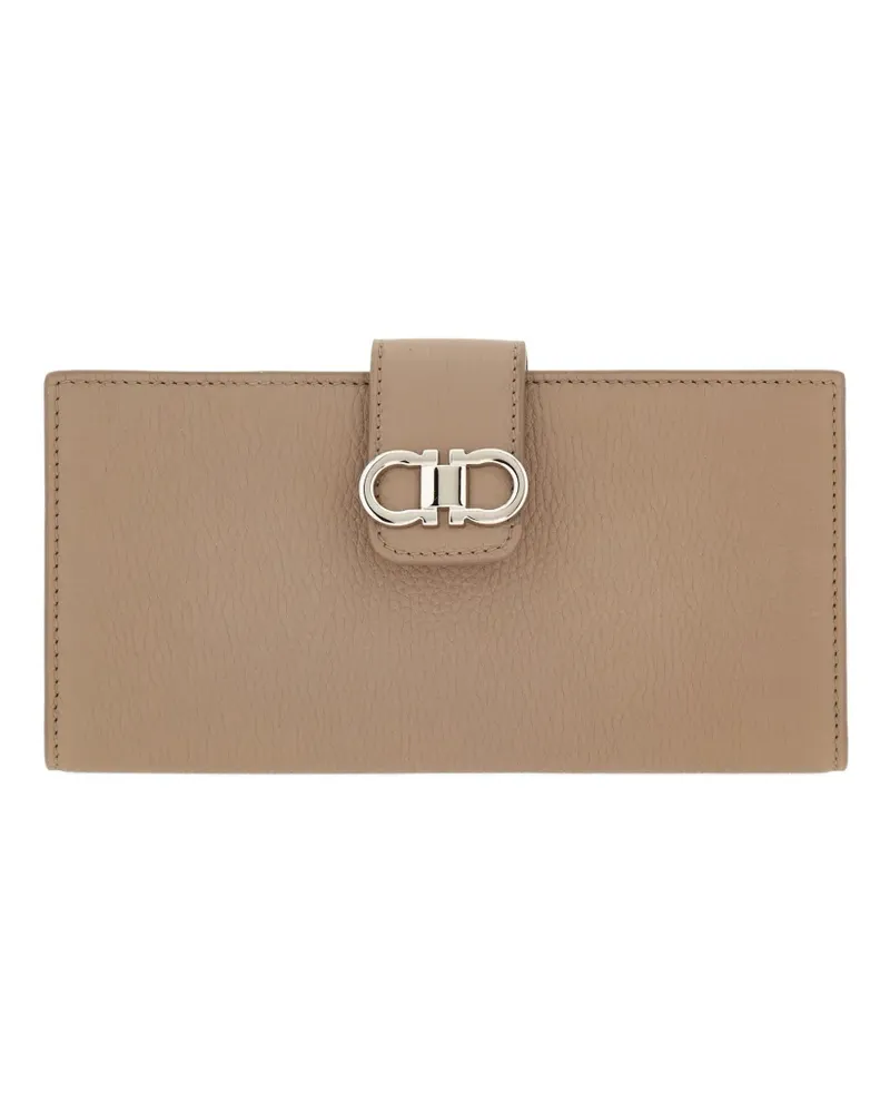 Ferragamo Double Gancini Continental wallet - Nude Nude