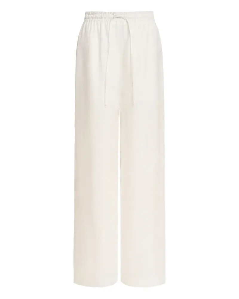 12 STOREEZ Leinenhose mit Kordelzug - Weiß Weiß