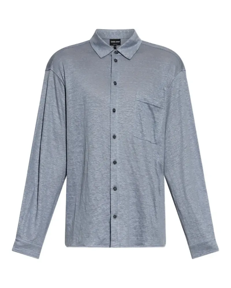 Giorgio Armani long-sleeved linen shirt - Blau Blau
