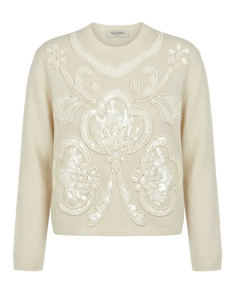 Valentino Garavani Pullover mit Pailletten und Blumenpatch - Nude Nude