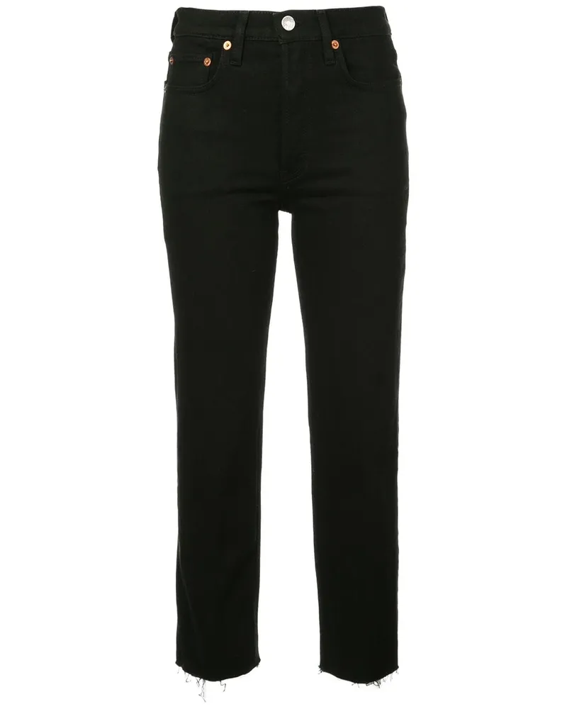 RE/DONE Gerade Cropped-Jeans - Schwarz Schwarz