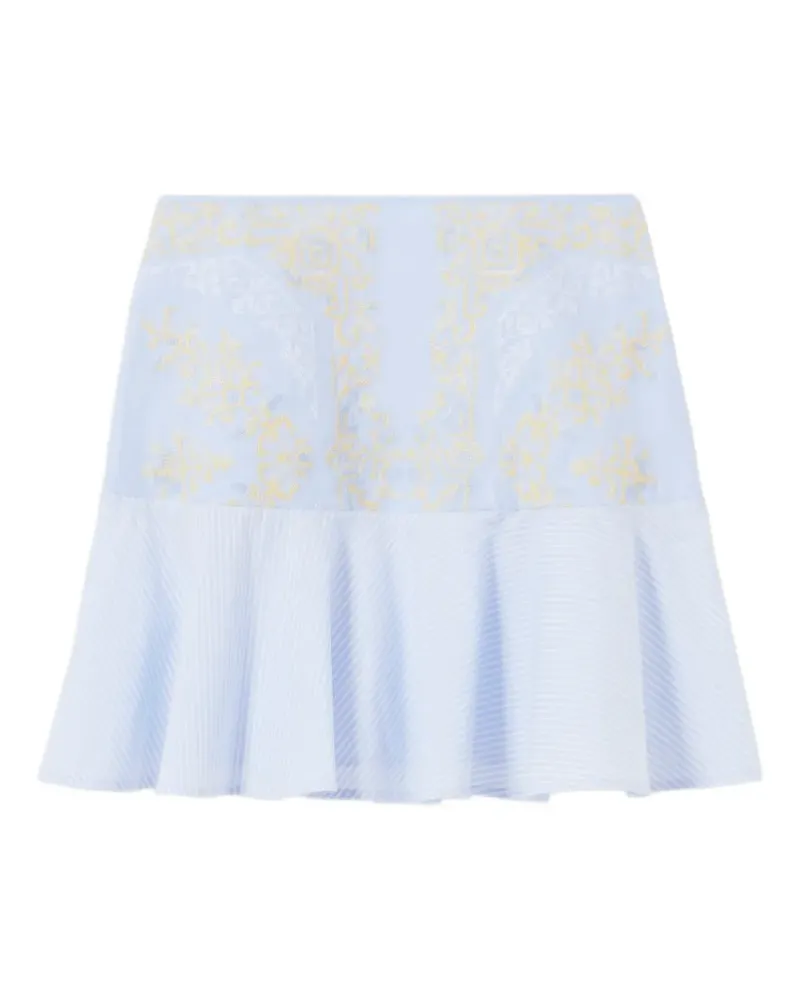 Claudie Pierlot Gestreifter A-Linien-Rock mit Stickerei - Blau Blau