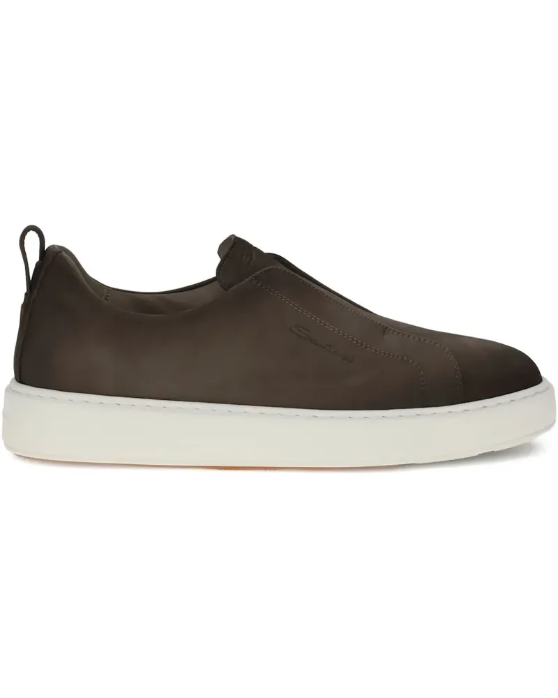 Santoni Slip-On-Sneakers aus Leder - Braun Braun