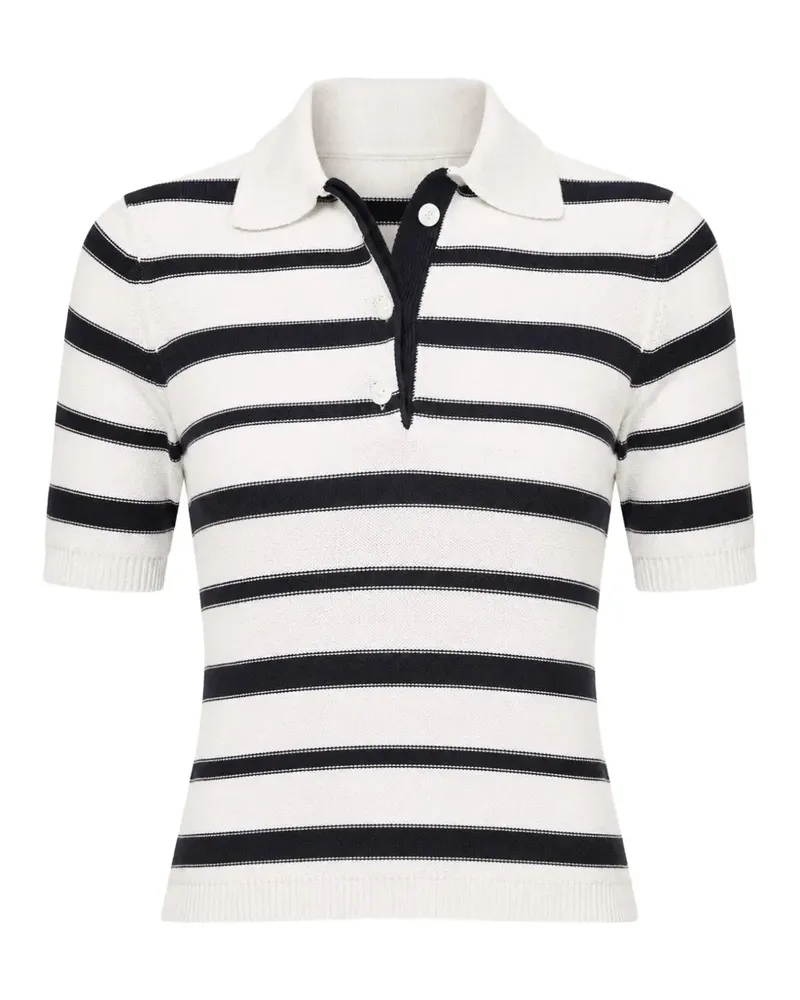 Max Mara Gestreiftes Poloshirt - Weiß Weiß