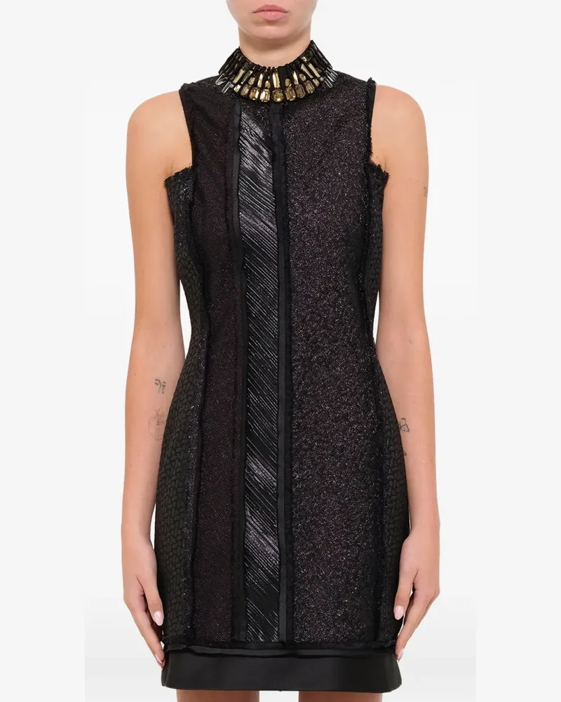 Lanvin crystal-embellished frayed-detail mini dress - Schwarz Schwarz