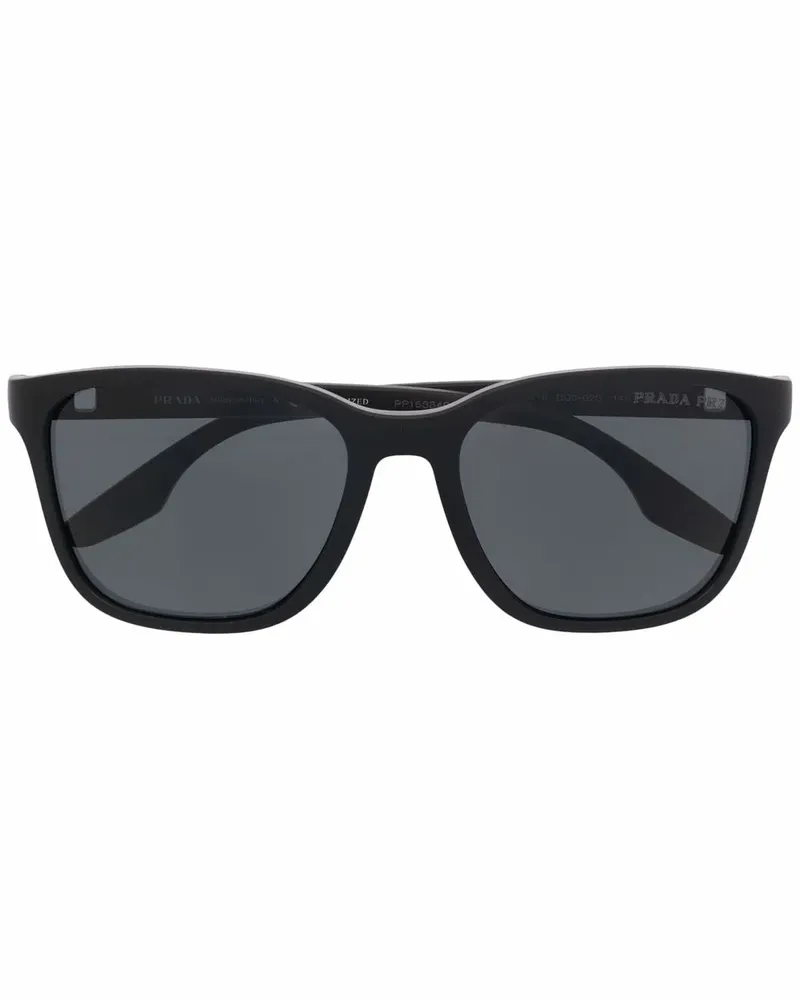 Prada Sonnenbrille mit eckigem Gestell - Schwarz Schwarz
