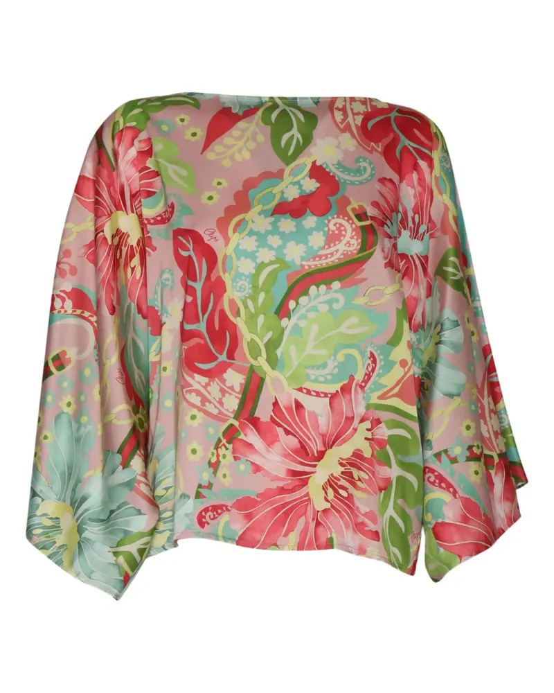 Clips Fledermausoberteil mit Blumen-Print - Rot Rot