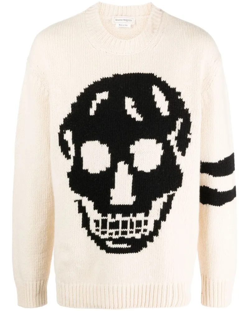 Alexander McQueen Intarsien-Pullover mit Totenkopf - Nude Nude