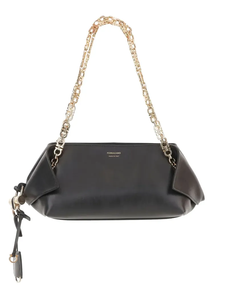 Ferragamo Schultertasche mit gefalteten Kettengliedern - Schwarz Schwarz