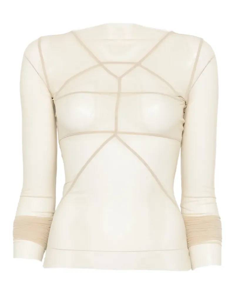 Rick Owens Temple sheer panelled long-sleeve top - Nude Nude