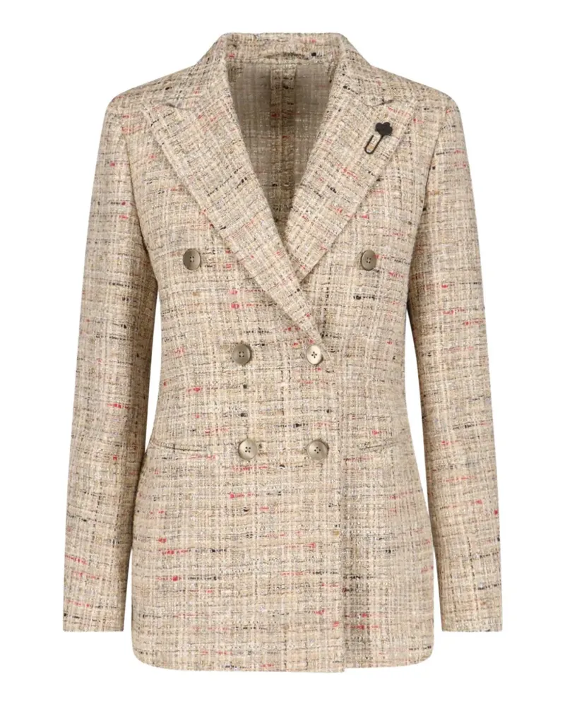 LARDINI double-breasted tweed blazer - Nude Nude