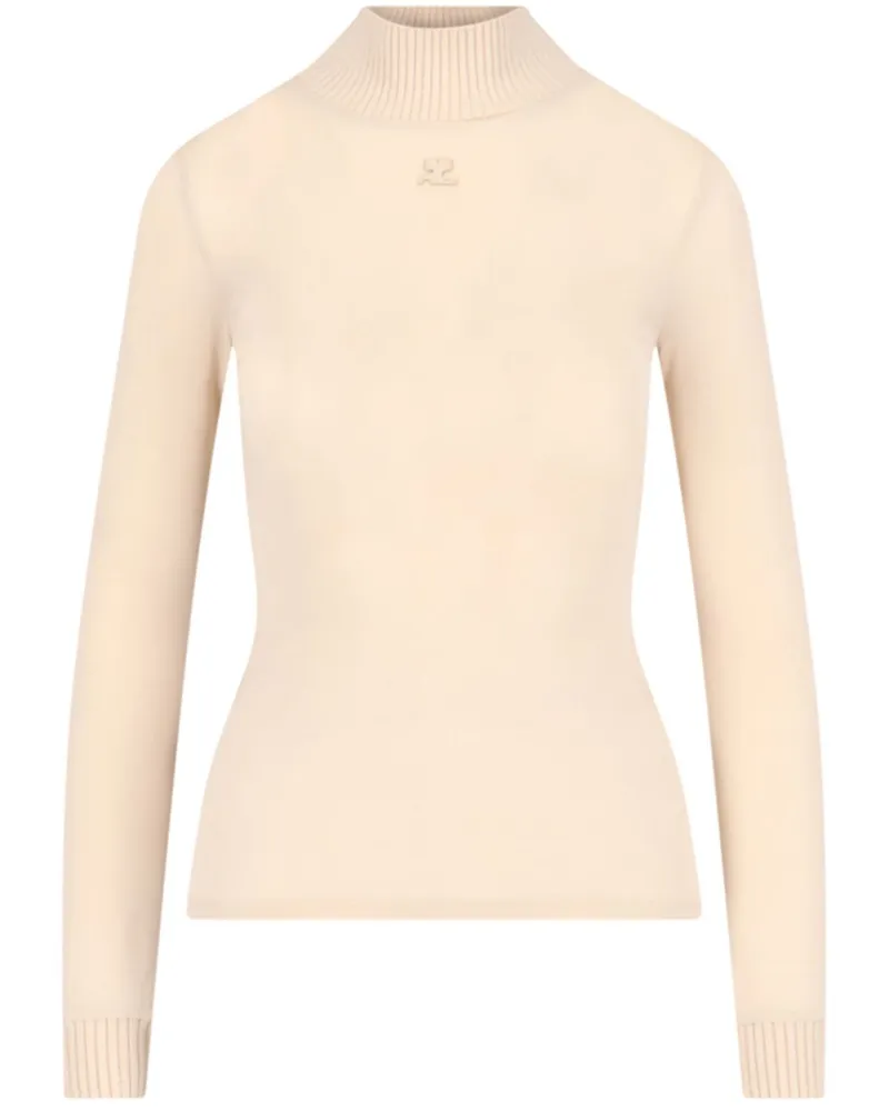 Courrèges Rollkragenoberteil mit Logo-Patch - Rosa Rosa