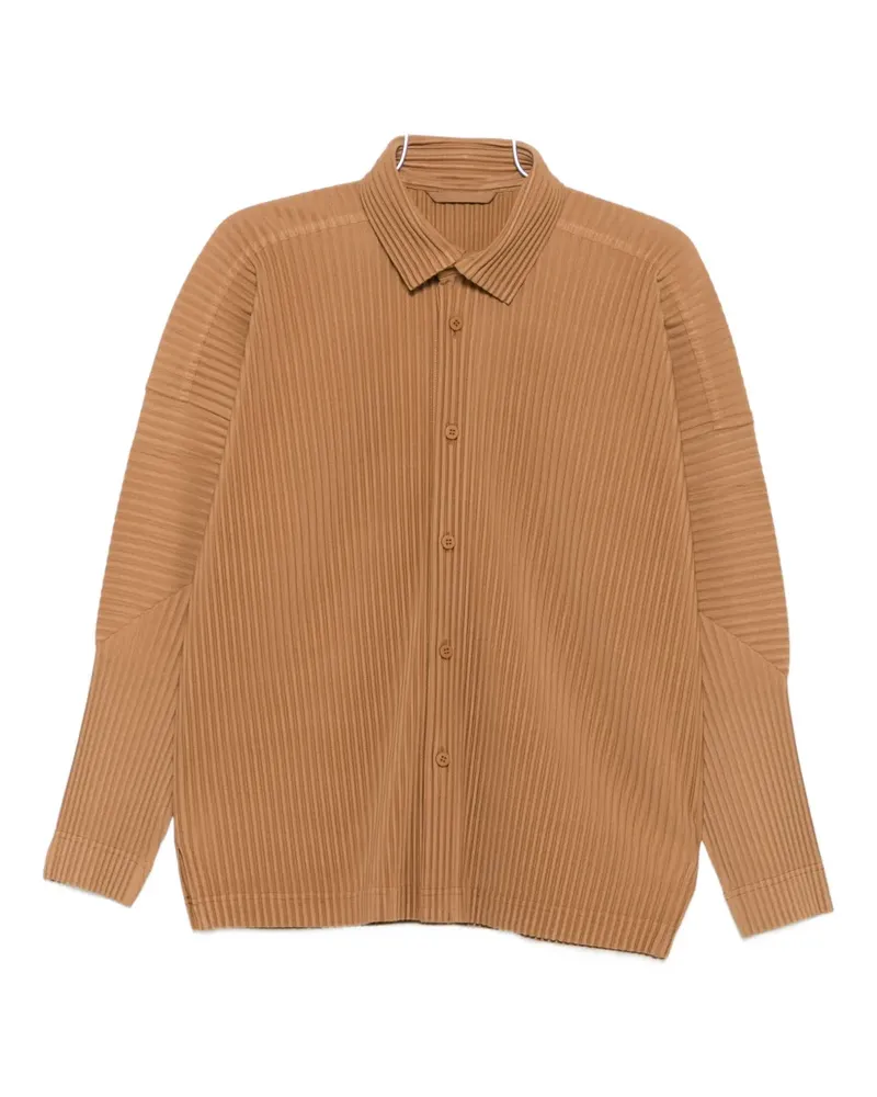Issey Miyake plissé buttoned shirt - Braun Braun
