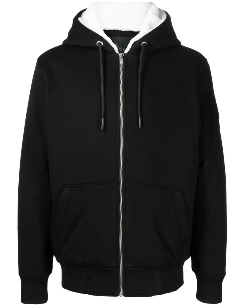 Moose Knuckles Kapuzenjacke mit Logo-Schild - Schwarz Schwarz