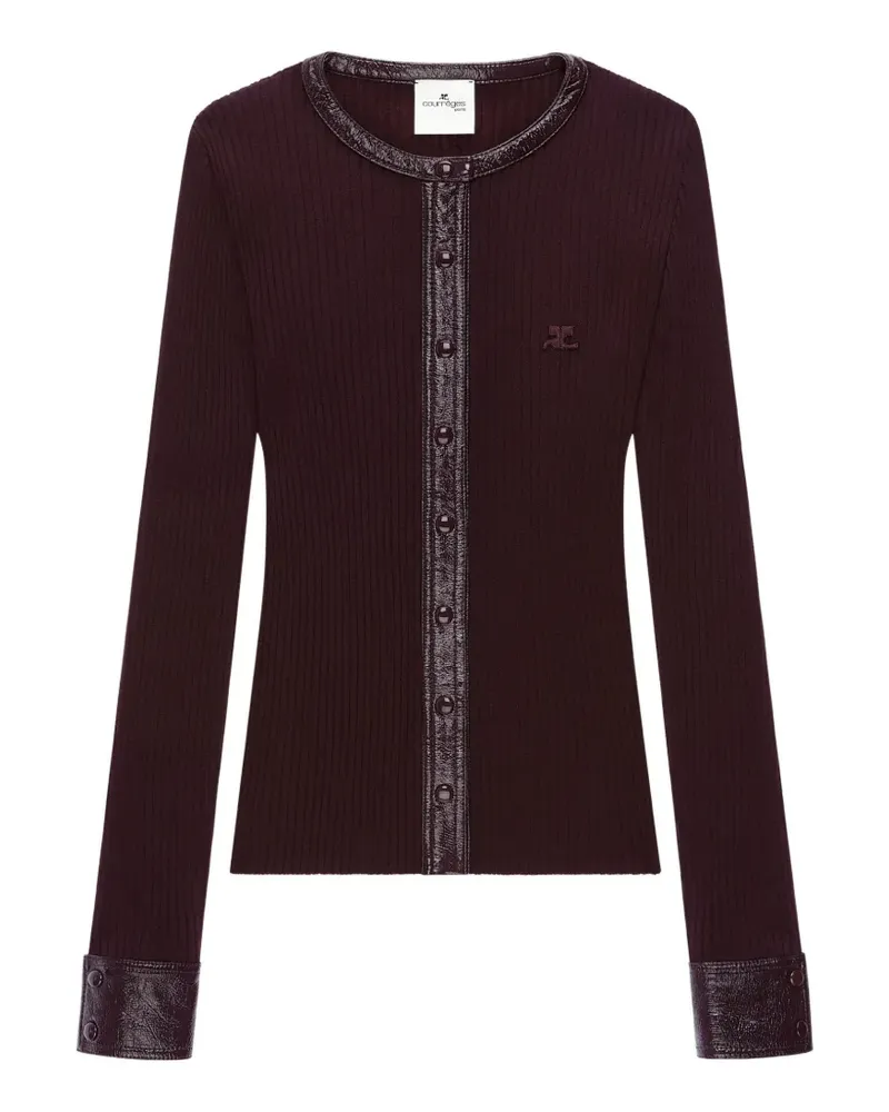 Courrèges Gerippter Cardigan mit Vinylbesatz - Rot Rot