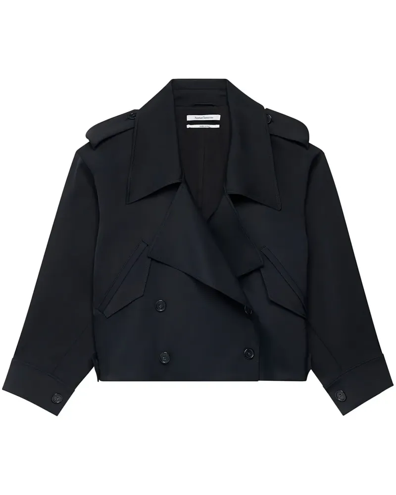 Another Tomorrow Doppelreihige Cropped-Jacke - Schwarz Schwarz