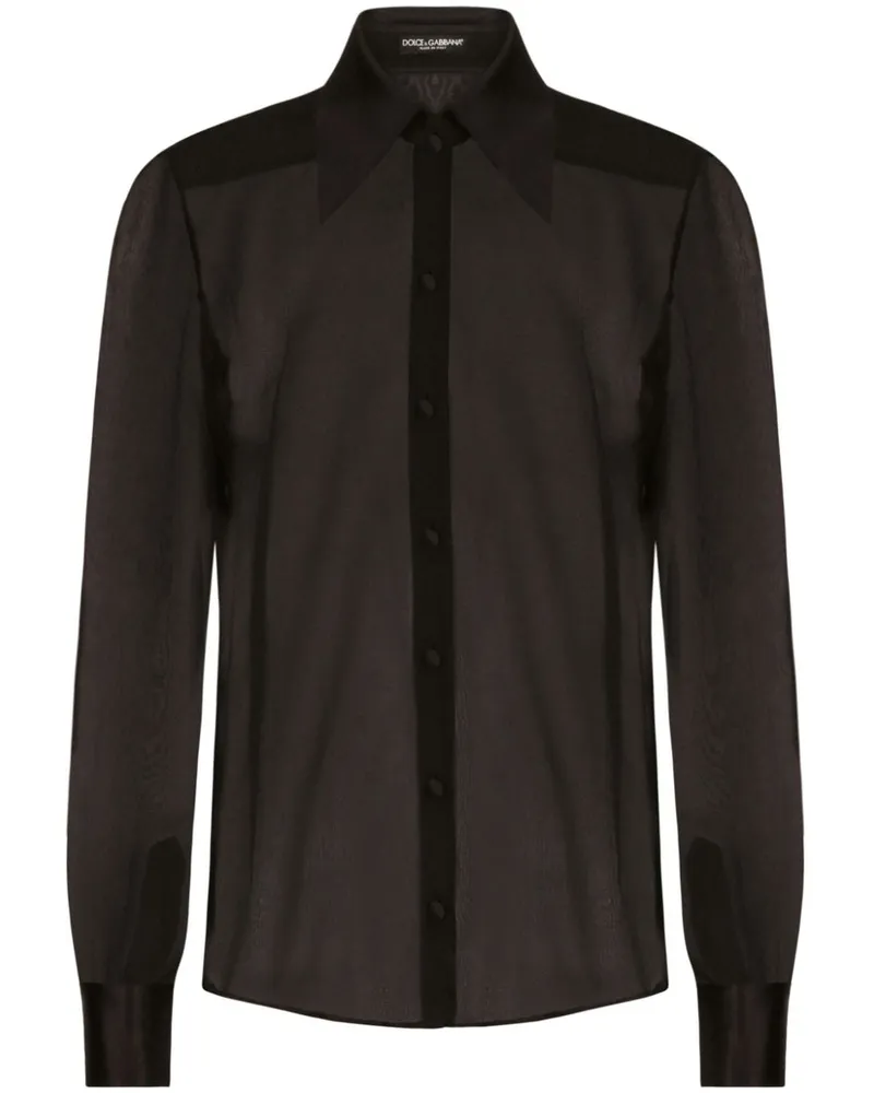 Dolce & Gabbana Semi-transparentes Hemd - Schwarz Schwarz