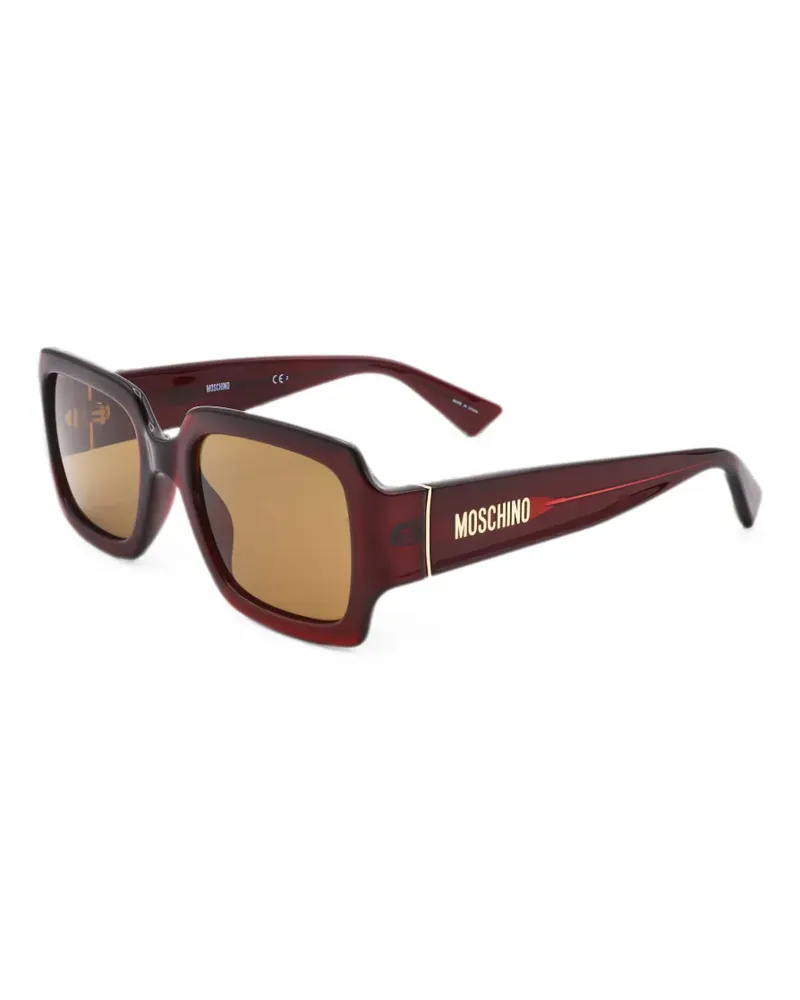 Moschino Eckige Sonnenbrille mit Logo-Print - Rot Rot